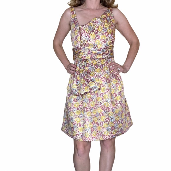 Zac Posen Gold Floral Cocktail Dress - Picture 2 of 7